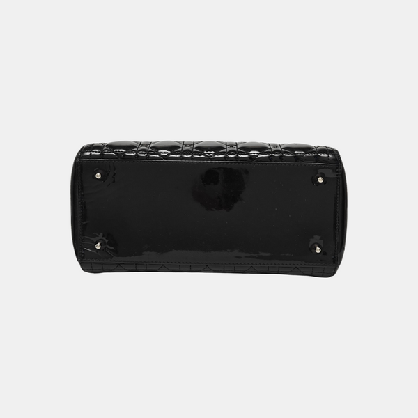 Lady Dior Medium Cannage Patent Leather Black