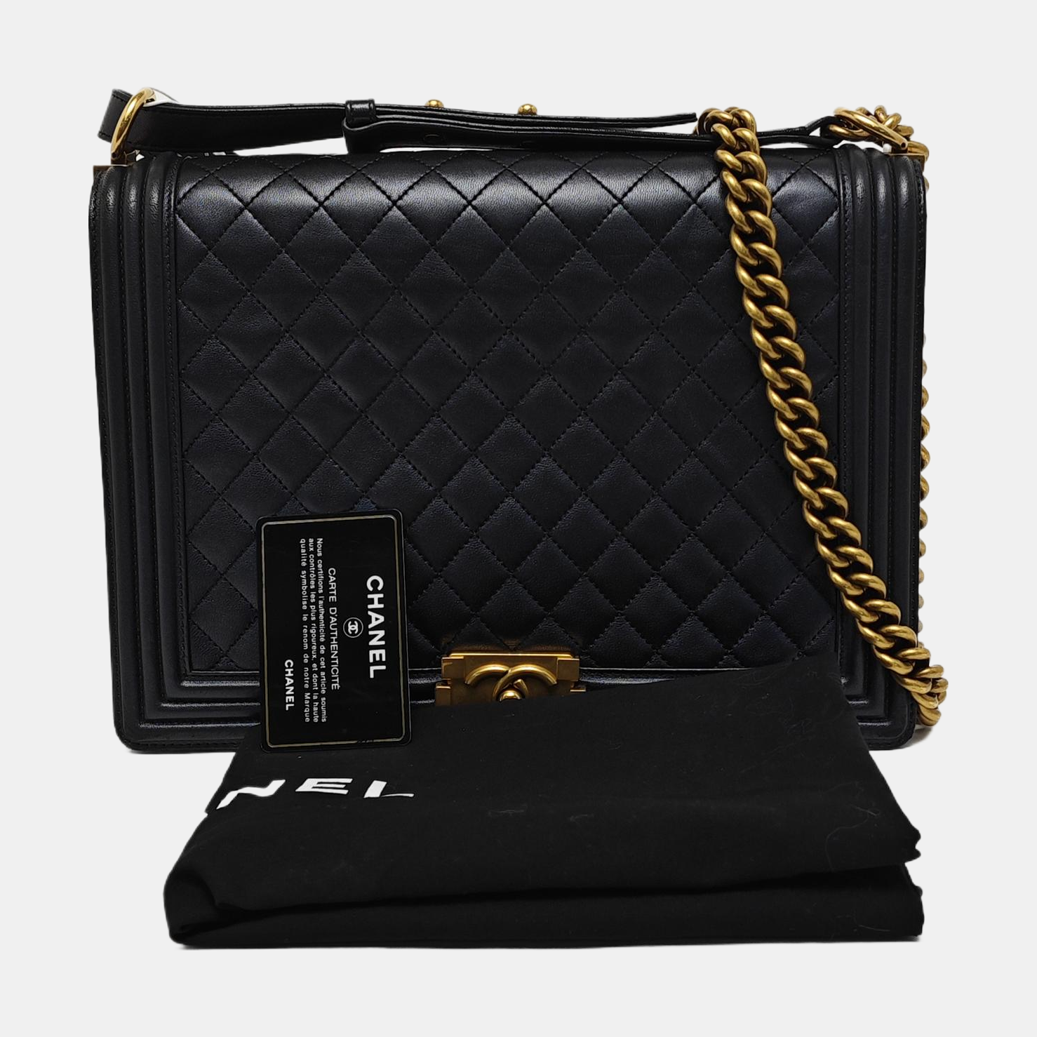 BOY CHANEL Extra Large Quilted Lambskin Black