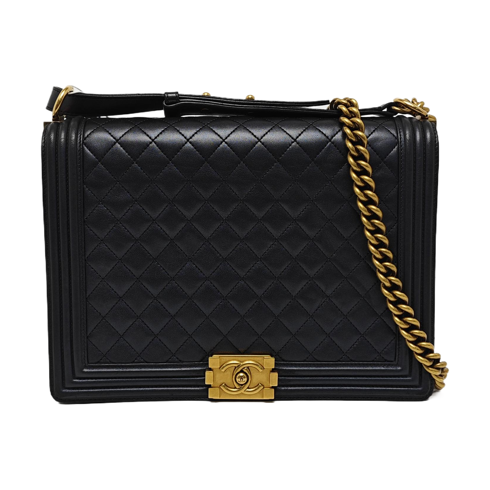 BOY CHANEL Extra Large Quilted Lambskin Black
