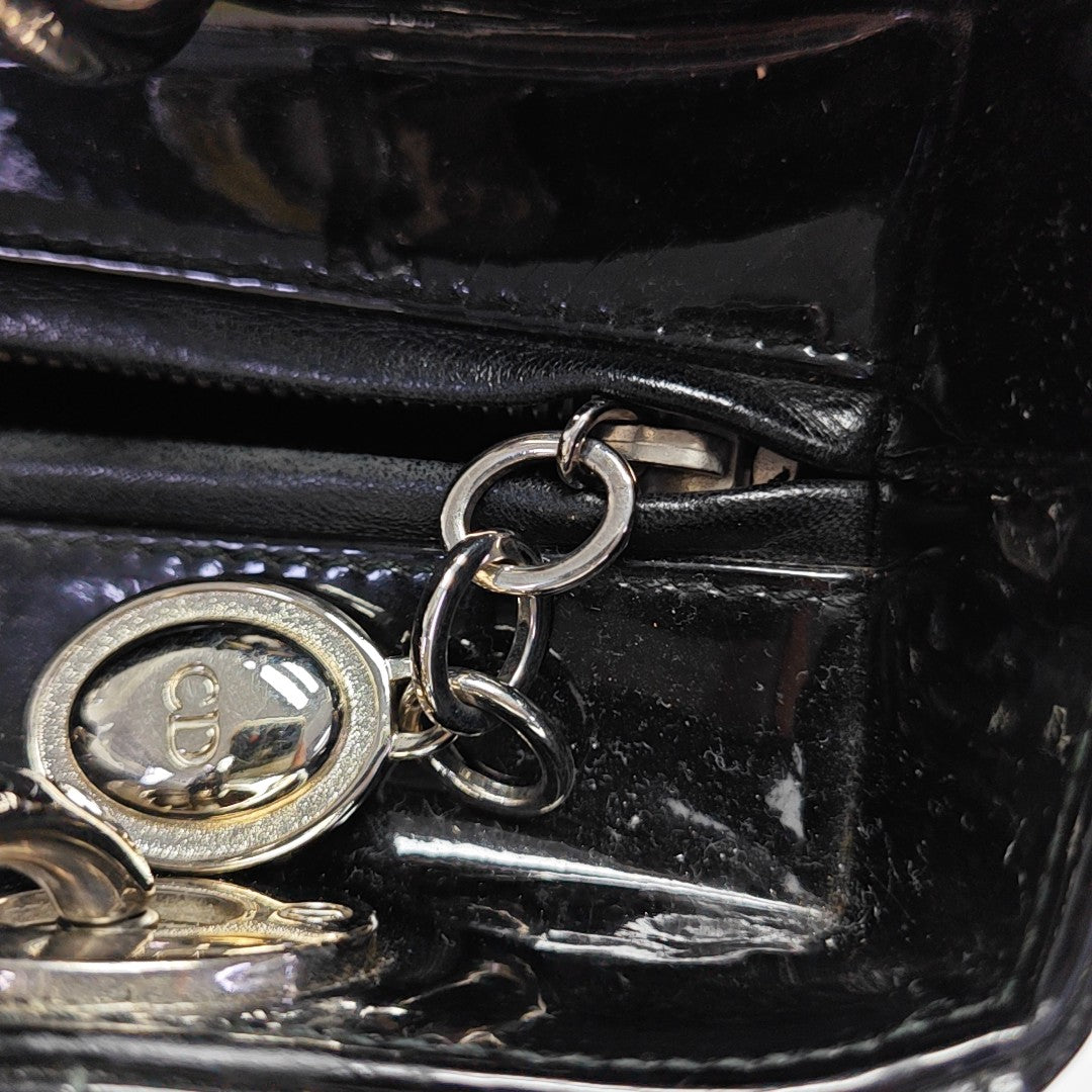 Lady Dior Medium Cannage Patent Leather Black