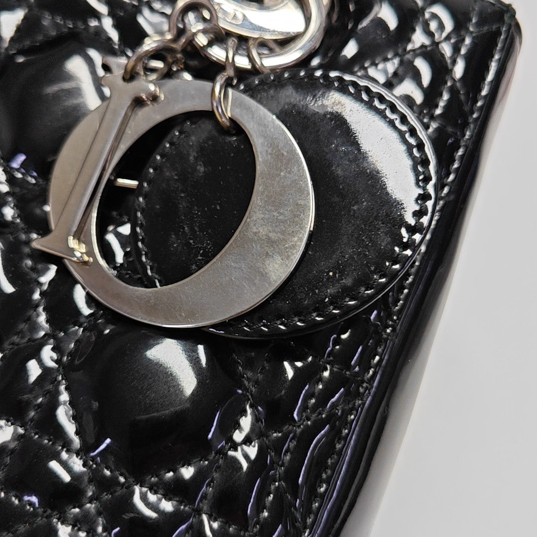 Lady Dior Medium Cannage Patent Leather Black