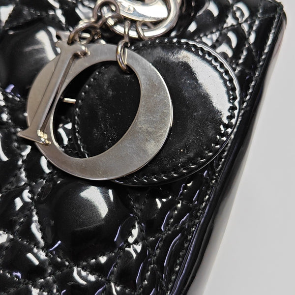 Lady Dior Medium Cannage Patent Leather Black