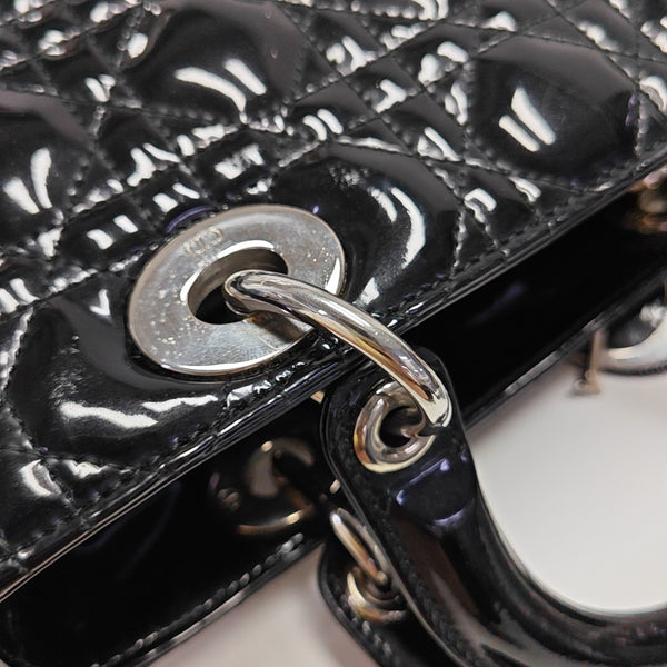 Lady Dior Medium Cannage Patent Leather Black