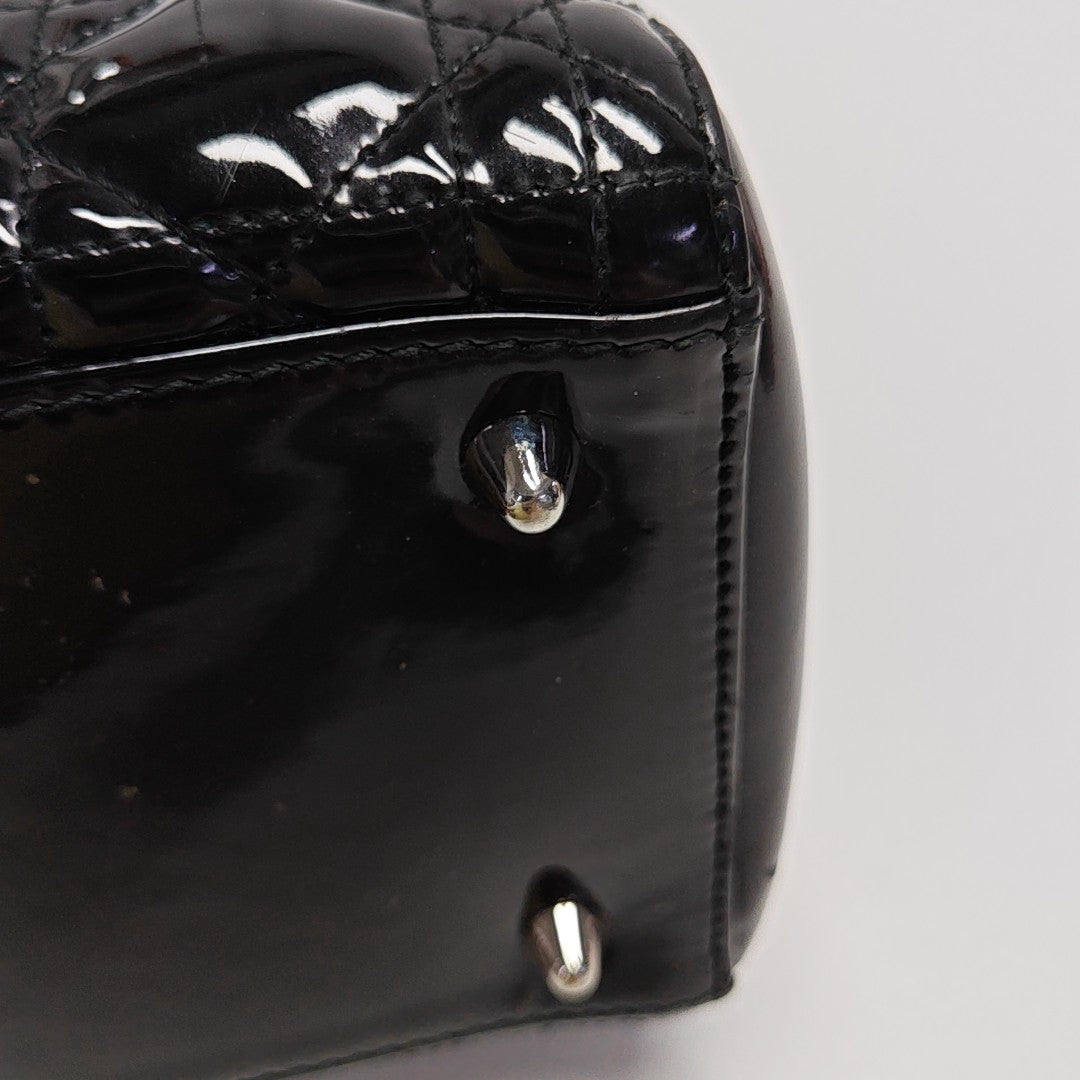 Lady Dior Medium Cannage Patent Leather Black