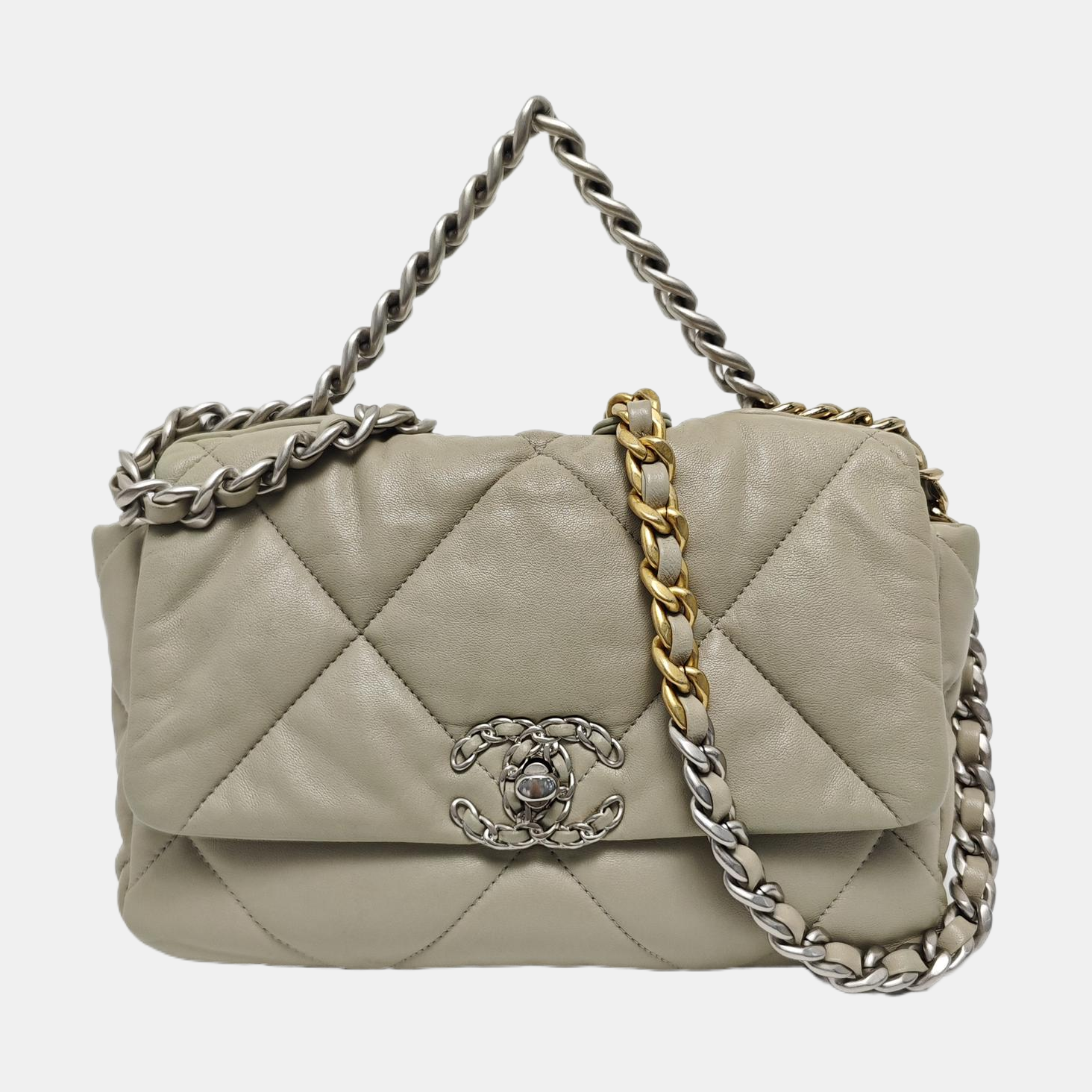 CHANEL 19 Small Quilted Lambskin Gray
