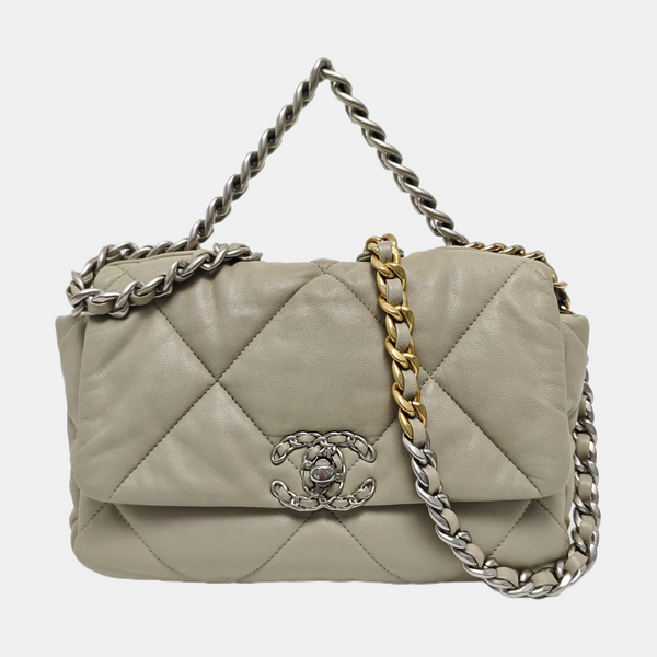 CHANEL 19 Small Quilted Lambskin Gray