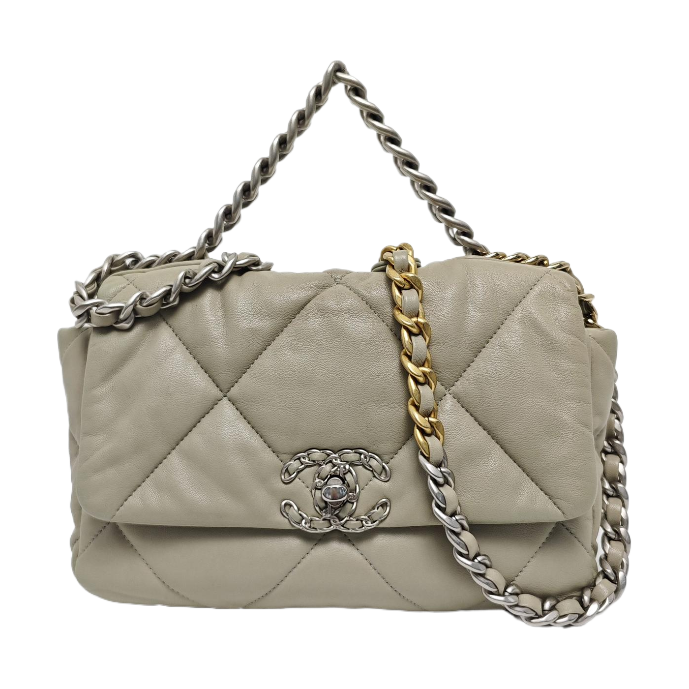 CHANEL 19 Small Quilted Lambskin Gray