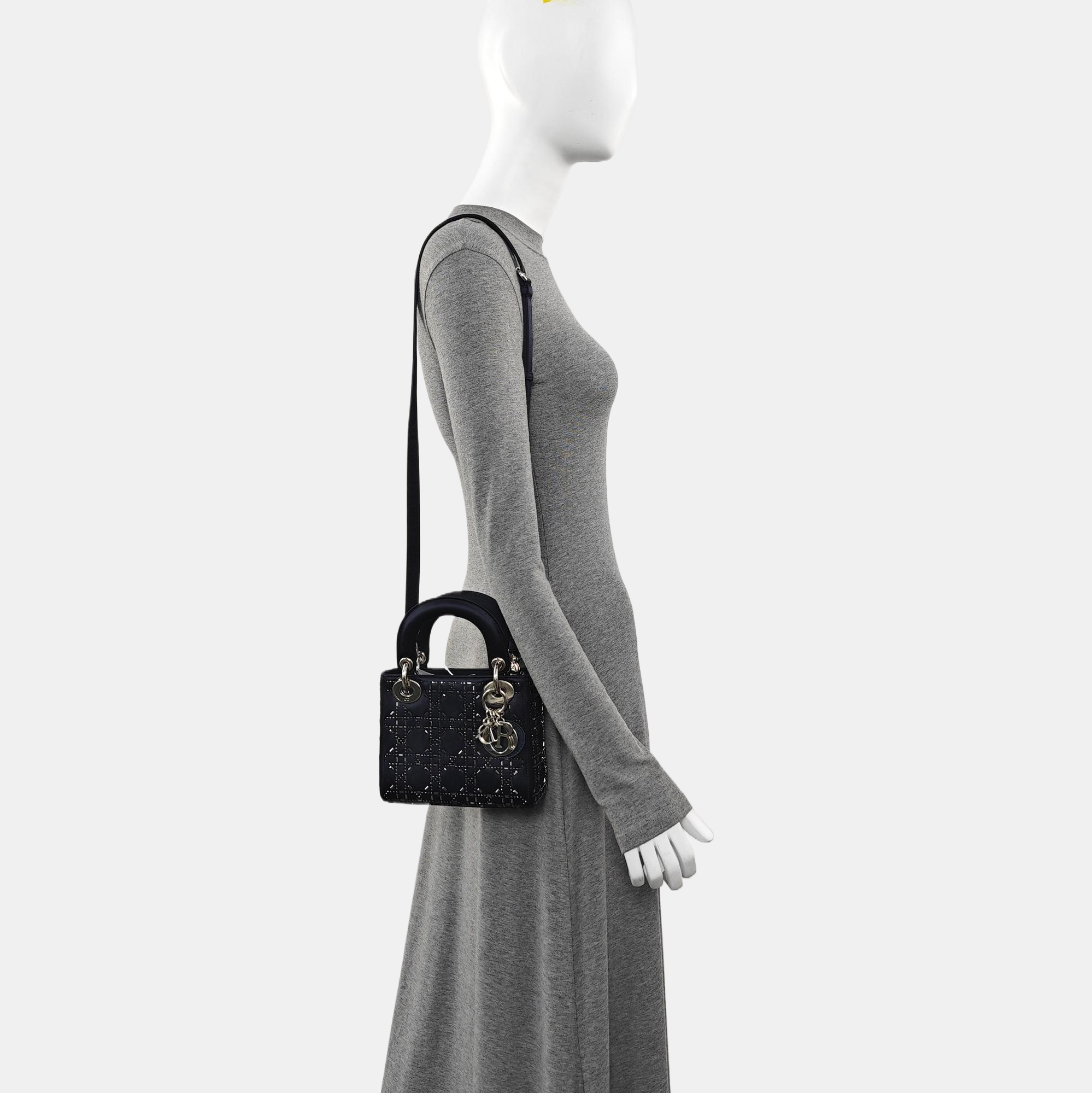 Lady Dior Mini Silk Satin Blue