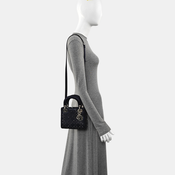 Lady Dior Mini Silk Satin Blue