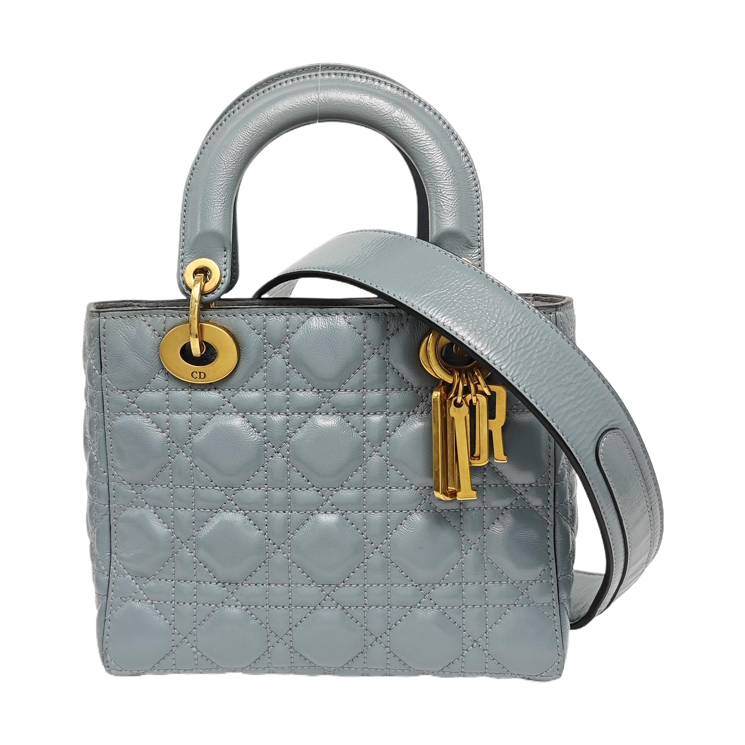 Lady Dior Small Cannage Patent Leather Blue