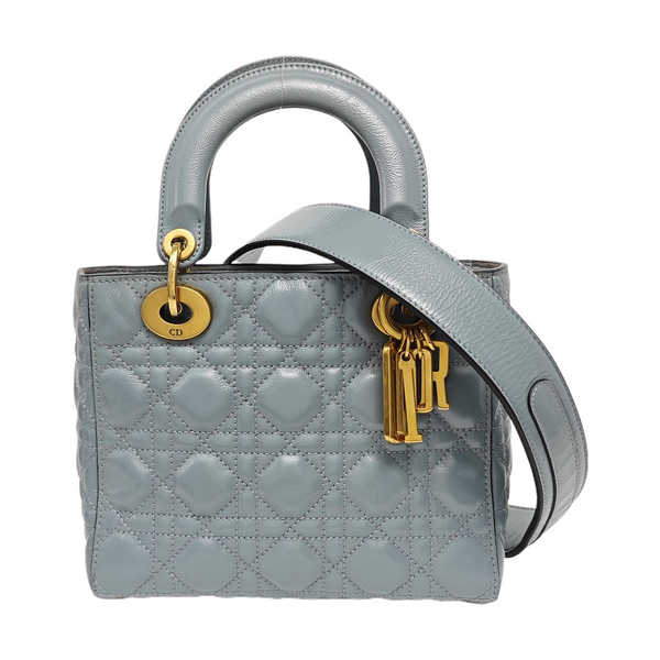 Lady Dior Small Cannage Patent Leather Blue