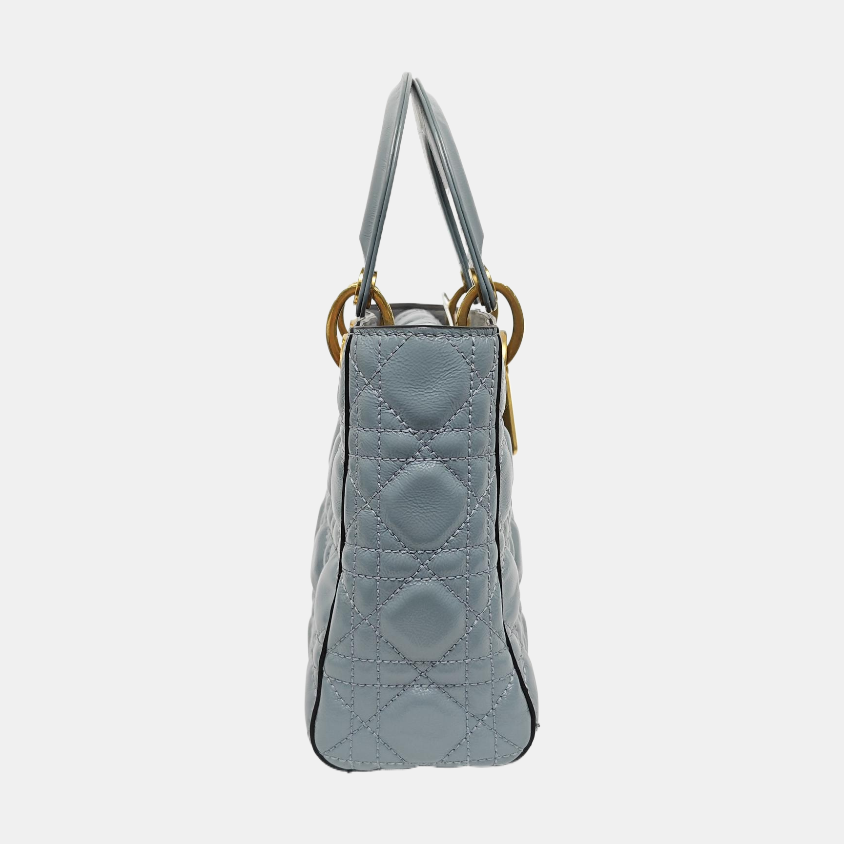 Lady Dior Small Cannage Patent Leather Blue