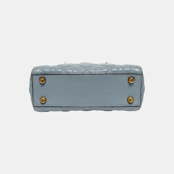 Lady Dior Small Cannage Patent Leather Blue