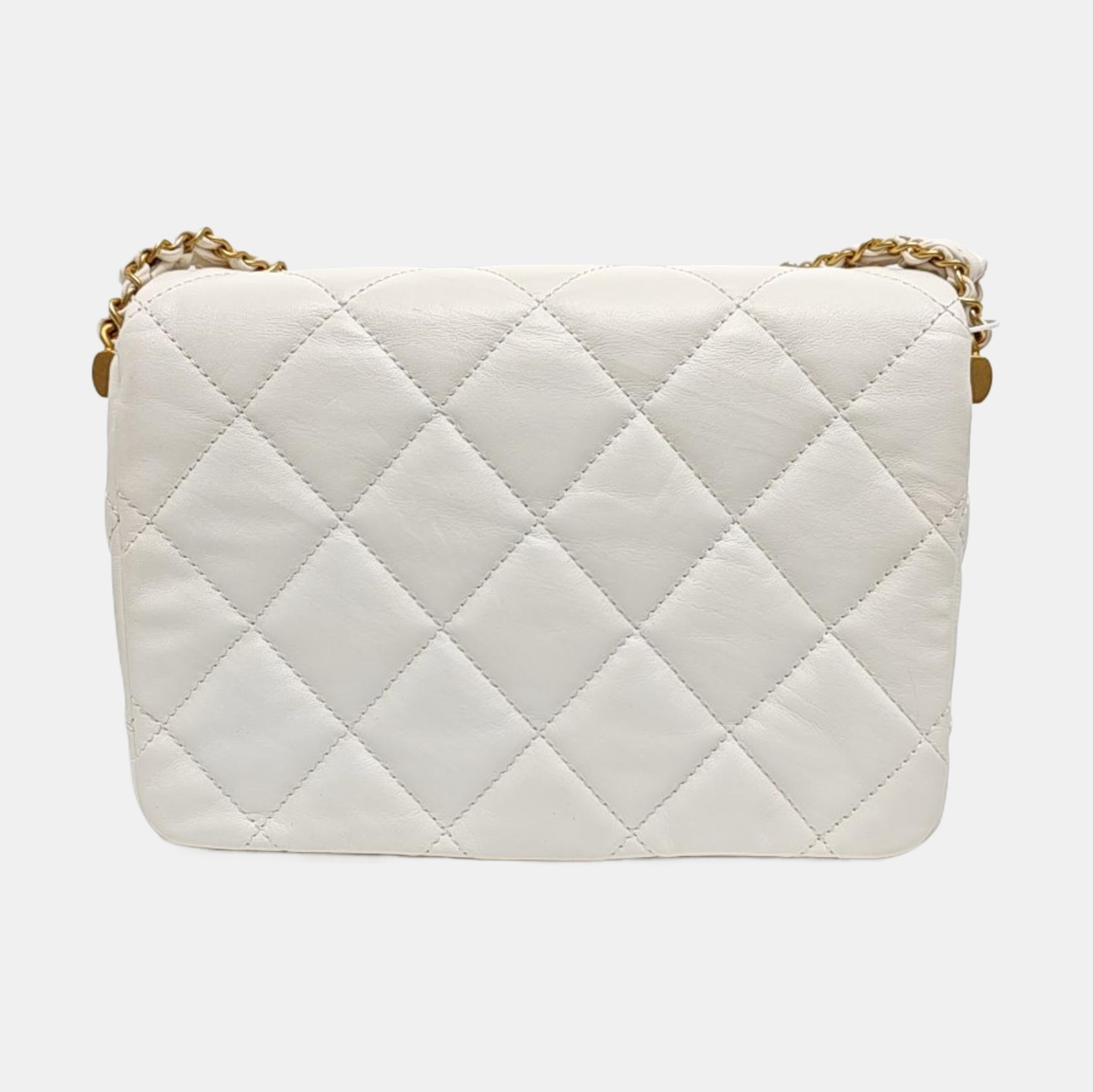 CHANEL 19 Small Quilted Calfskin White
