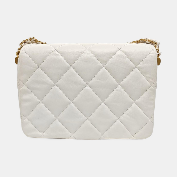 CHANEL 19 Small Quilted Calfskin White