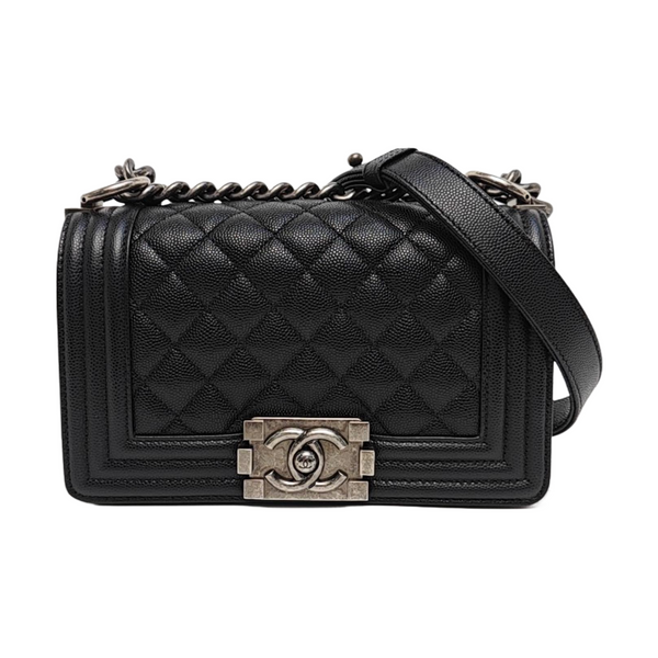 BOY CHANEL Small Quilted Grained Calfskin Black