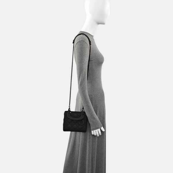 Lady Dior Mini Cannage Calfskin Black