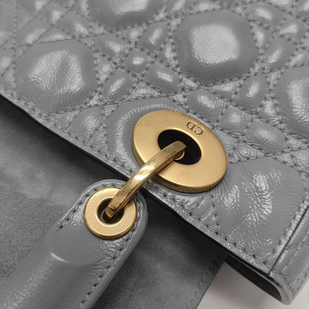 Lady Dior Small Cannage Patent Leather Blue