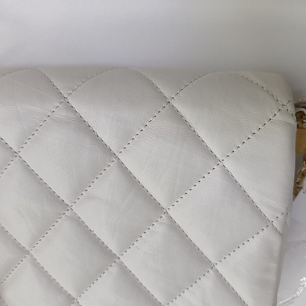 CHANEL 19 Small Quilted Calfskin White