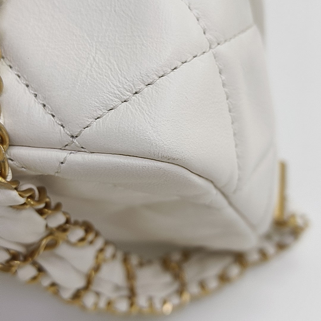 CHANEL 19 Small Quilted Calfskin White