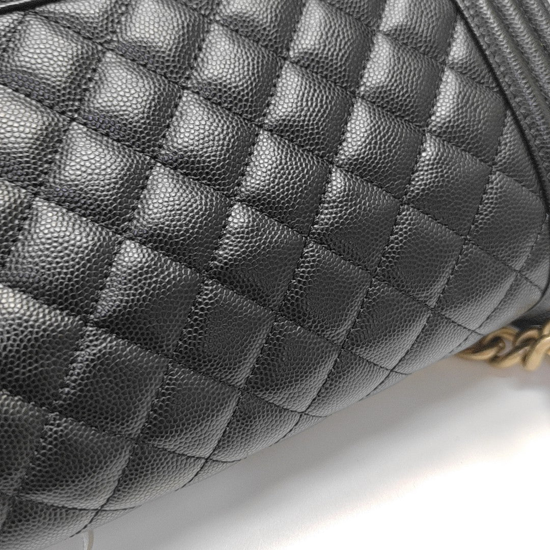 BOY CHANEL Medium Quilted Grained Calfskin Black