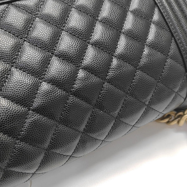 BOY CHANEL Medium Quilted Grained Calfskin Black