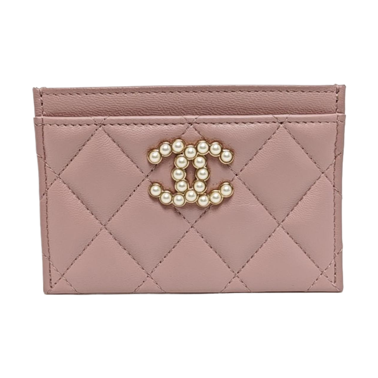 CHANEL 19 Small Quilted Lambskin Pink Card Holder