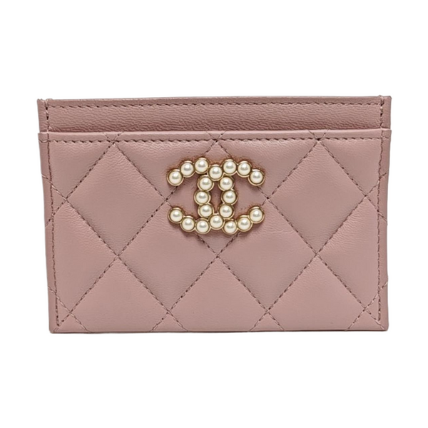 CHANEL 19 Small Quilted Lambskin Pink Card Holder