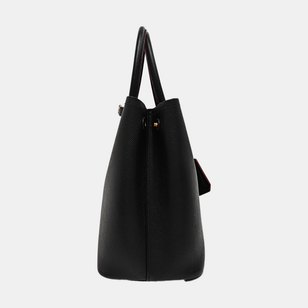 Double Medium Saffiano Calfskin Black