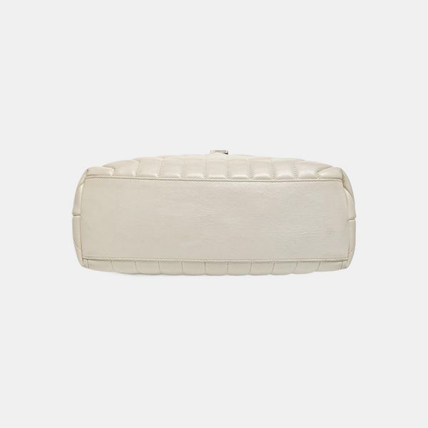 LOULOU Medium Chevron Calfskin White
