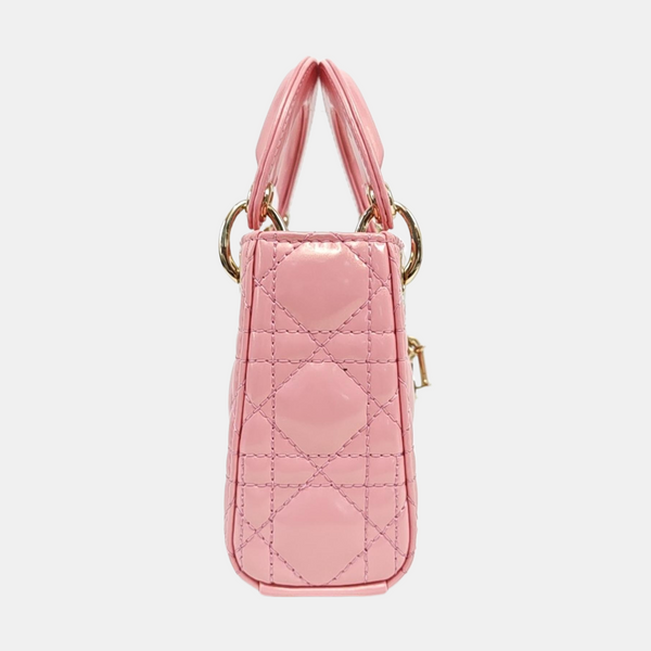 Lady Dior Mini Cannage Patent Leather Pink