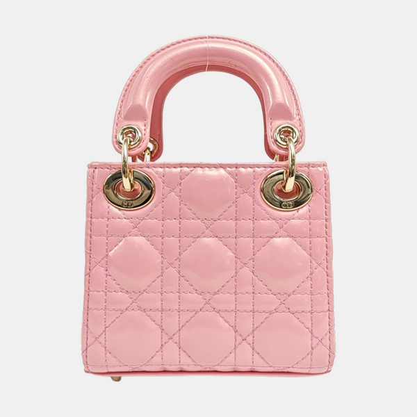 Lady Dior Mini Cannage Patent Leather Pink