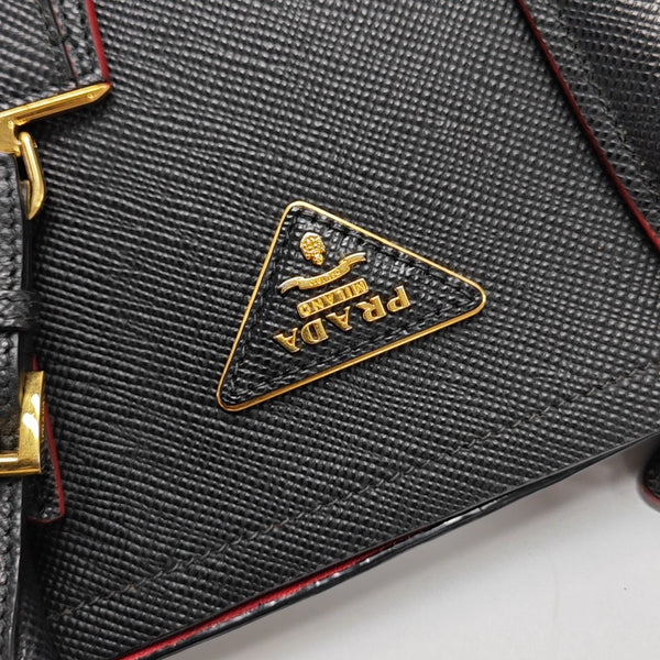 Double Medium Saffiano Calfskin Black