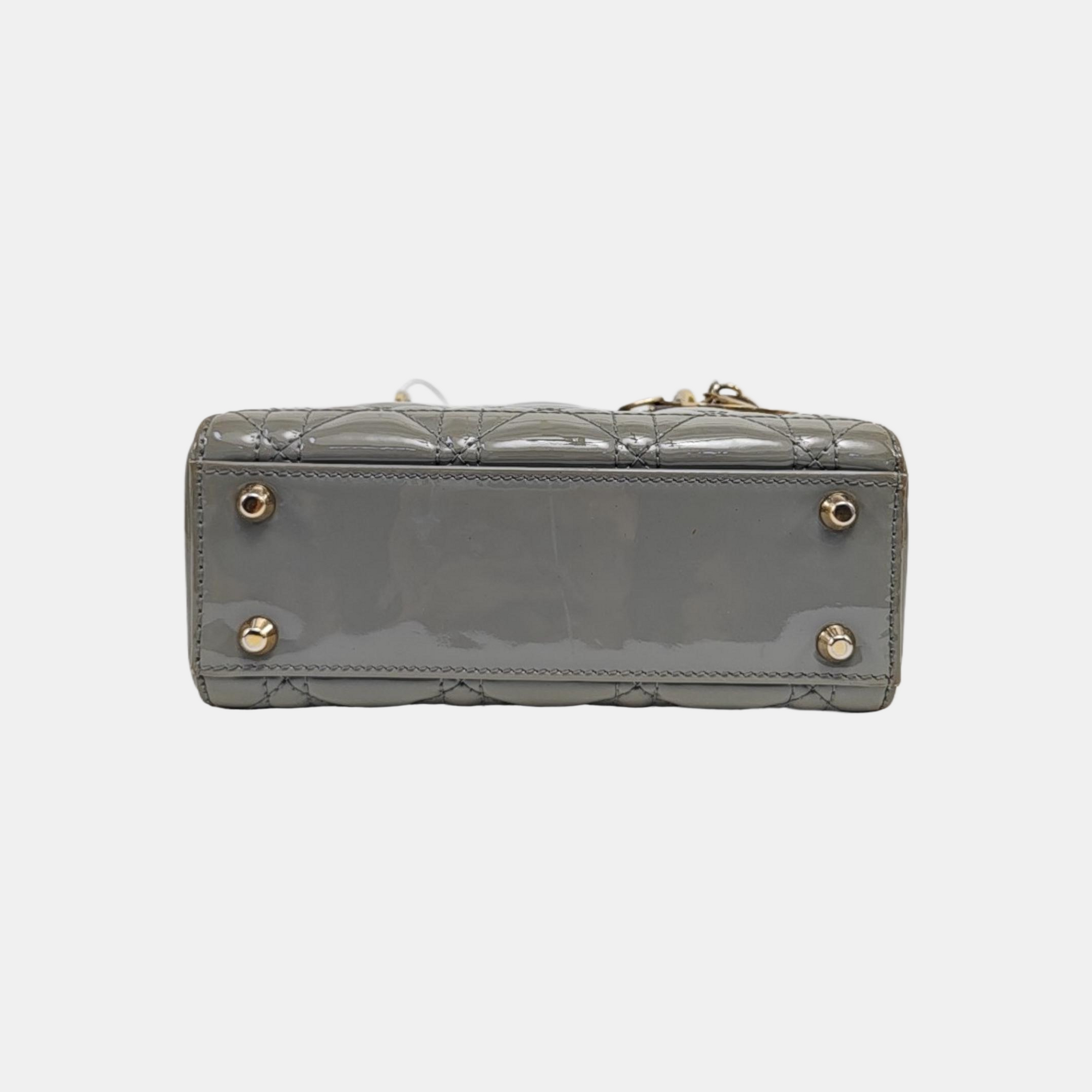 Lady Dior Mini Cannage Patent Leather Green