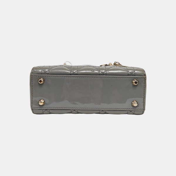 Lady Dior Mini Cannage Patent Leather Green