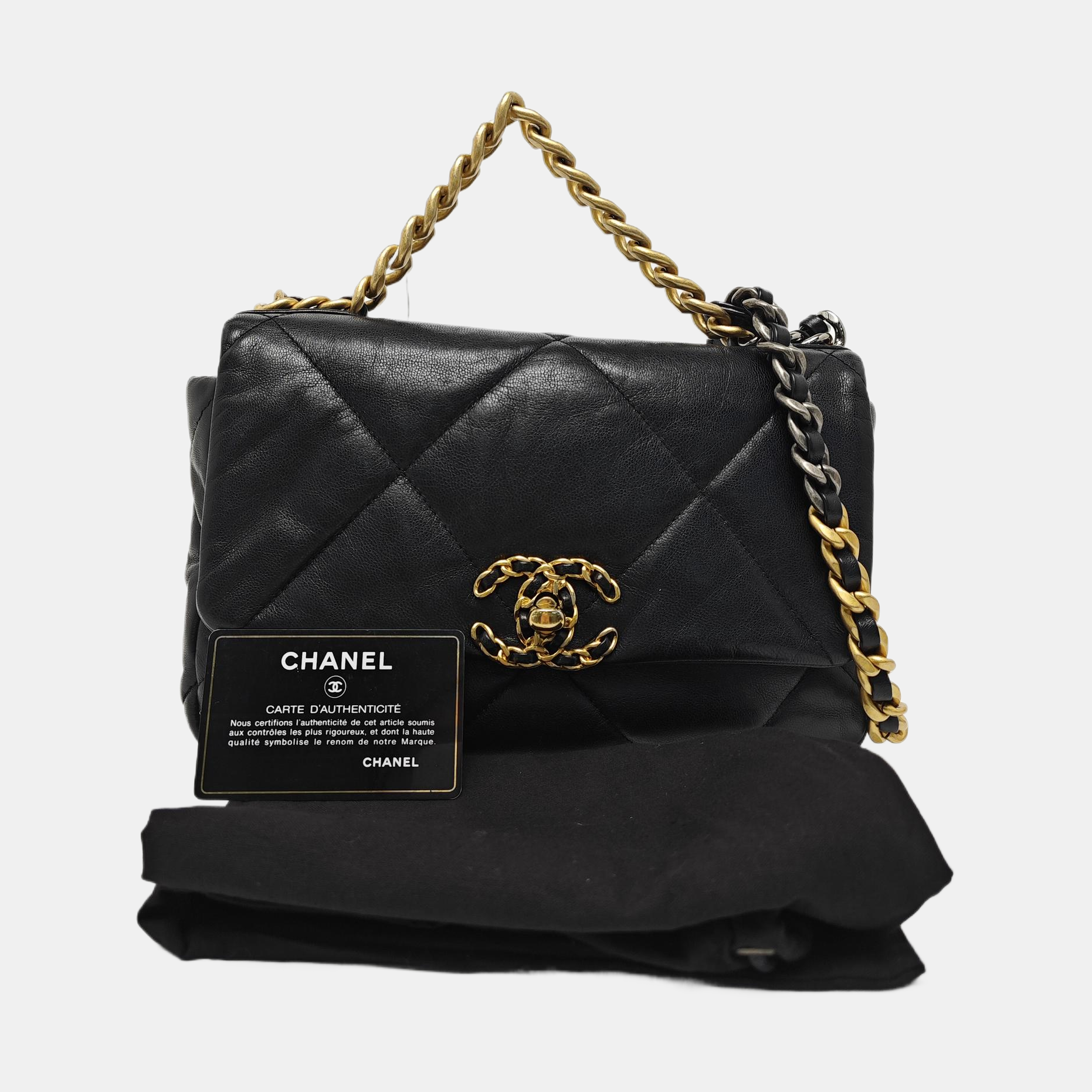 CHANEL 19 Small Quilted Lambskin Black
