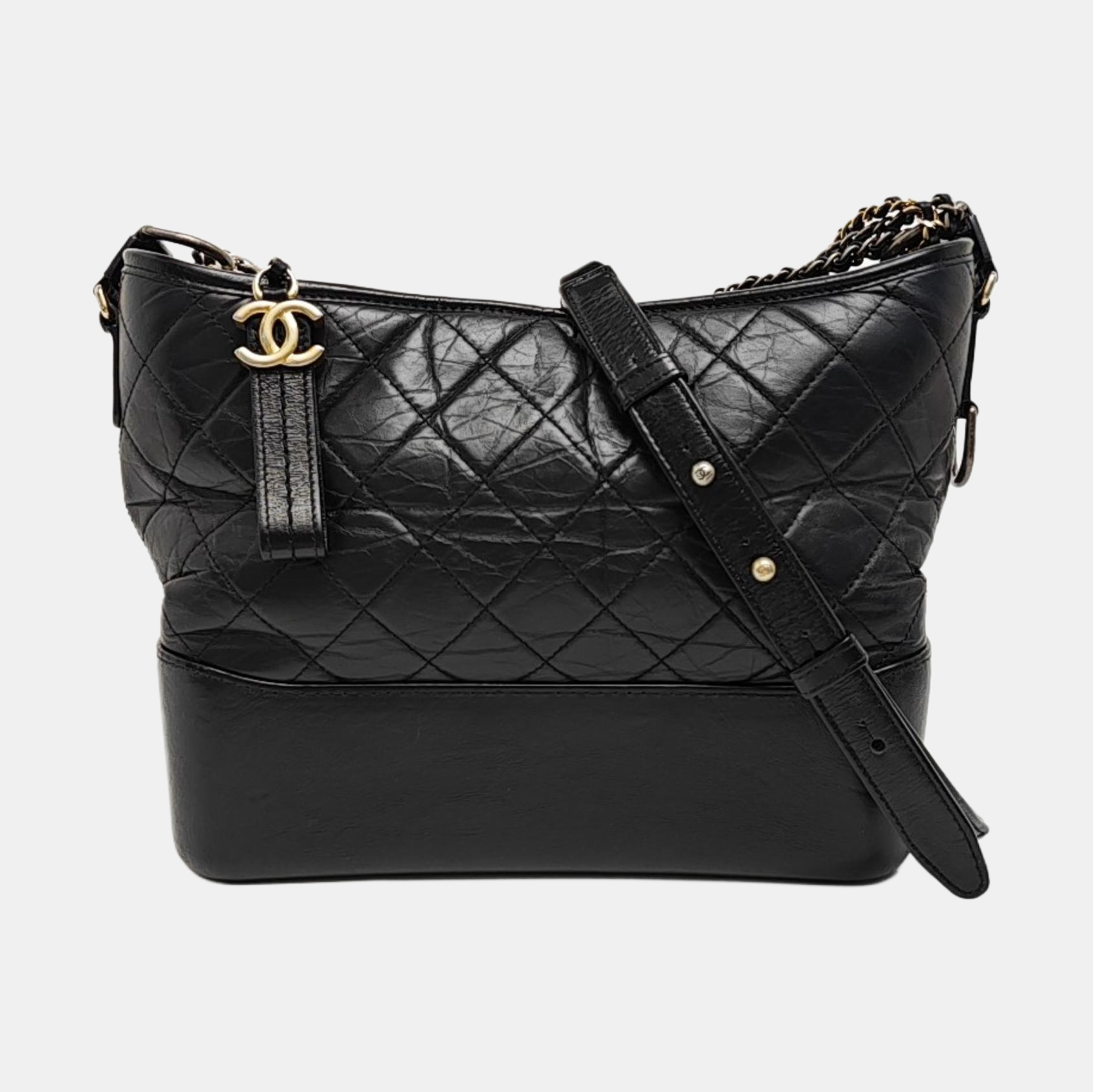 GABRIELLE Large Quilted Calfskin Black