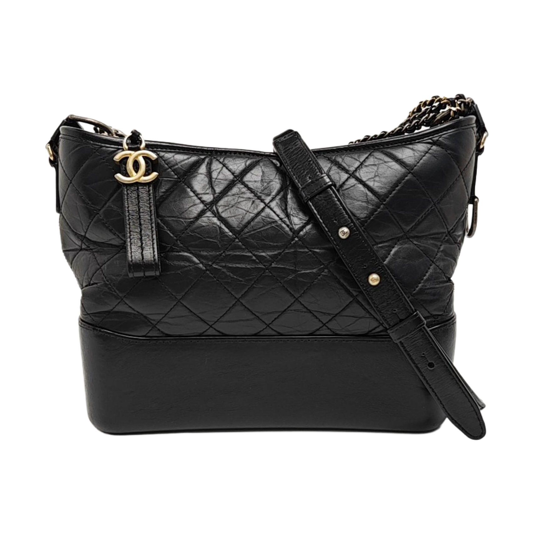 GABRIELLE Large Quilted Calfskin Black