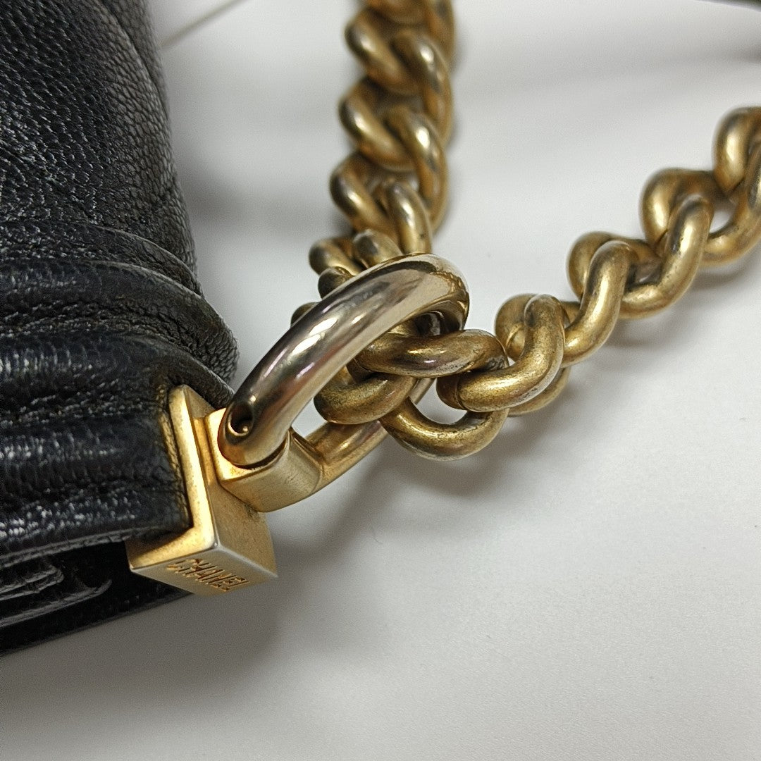 BOY CHANEL Mini Quilted Grained Calfskin Black