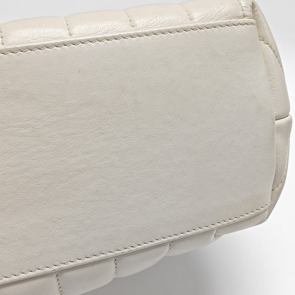 LOULOU Medium Chevron Calfskin White