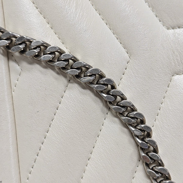 LOULOU Medium Chevron Calfskin White