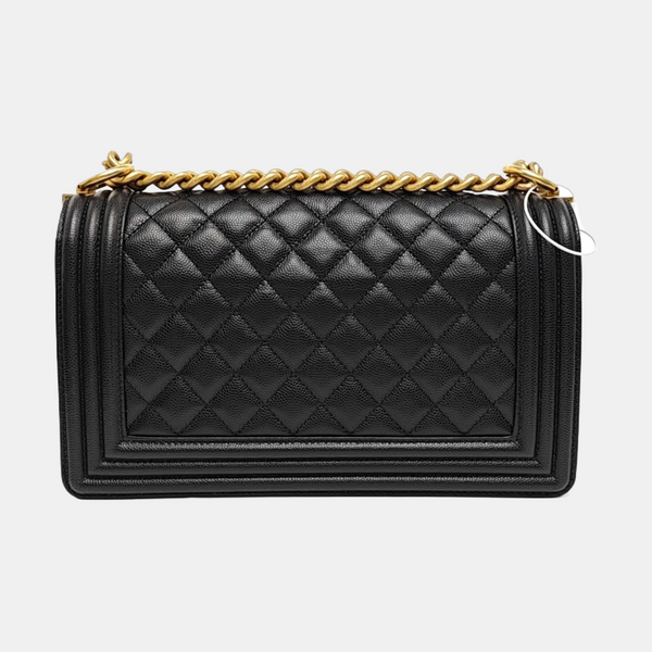 BOY CHANEL Medium Quilted Grained Calfskin Black