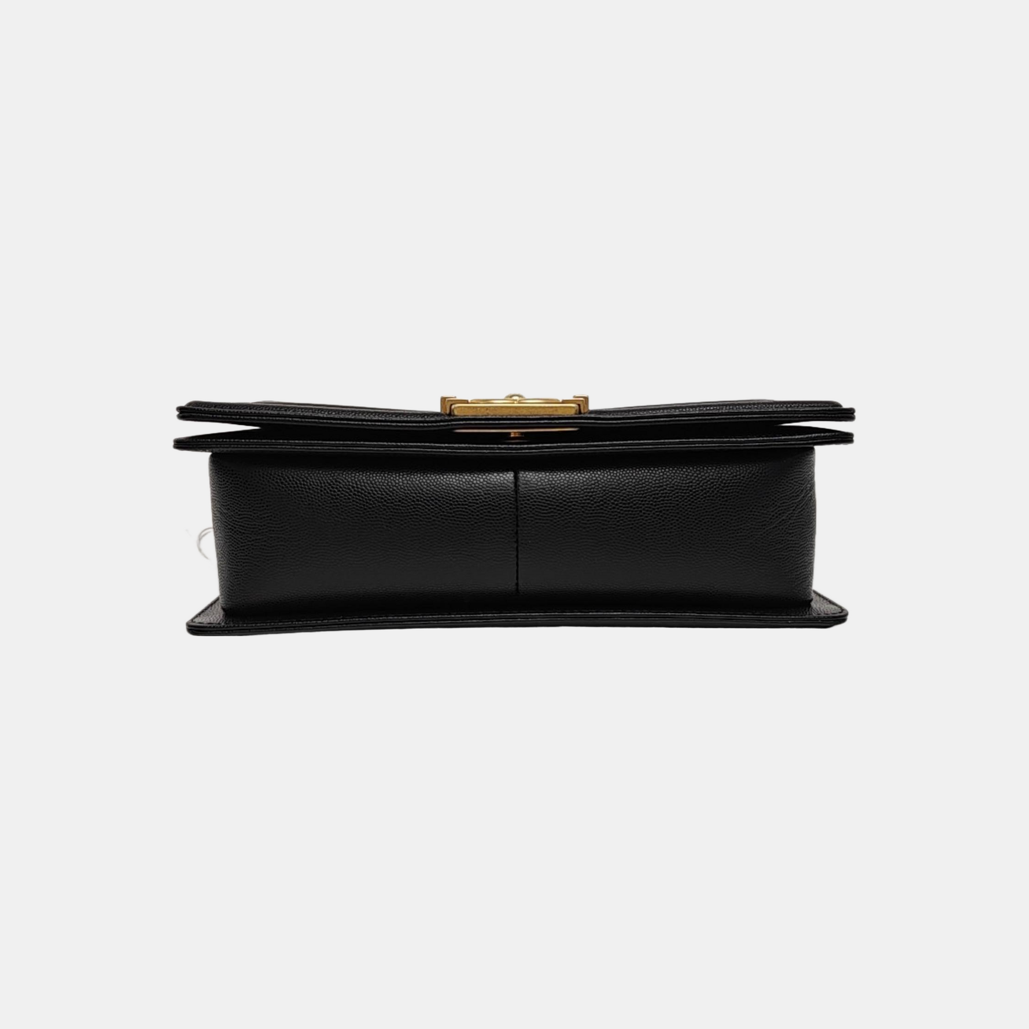 BOY CHANEL Medium Quilted Grained Calfskin Black
