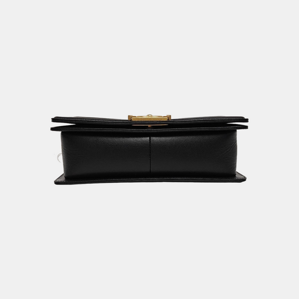 BOY CHANEL Medium Quilted Grained Calfskin Black