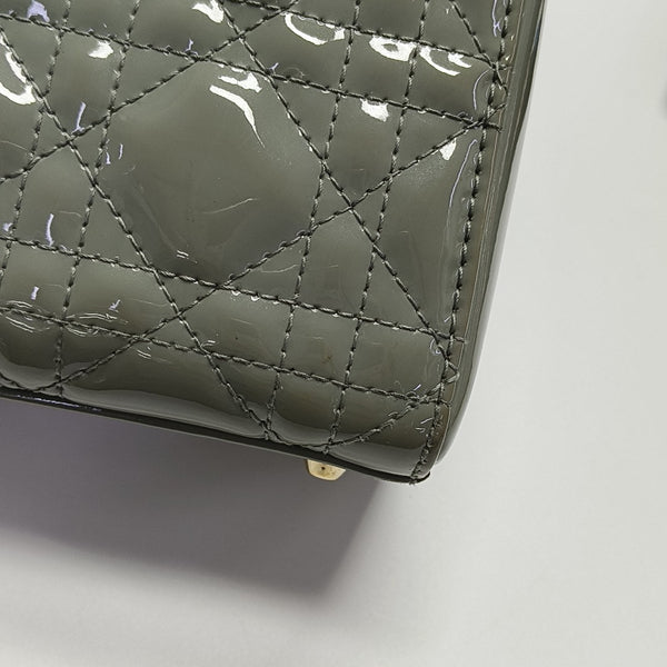 Lady Dior Mini Cannage Patent Leather Green
