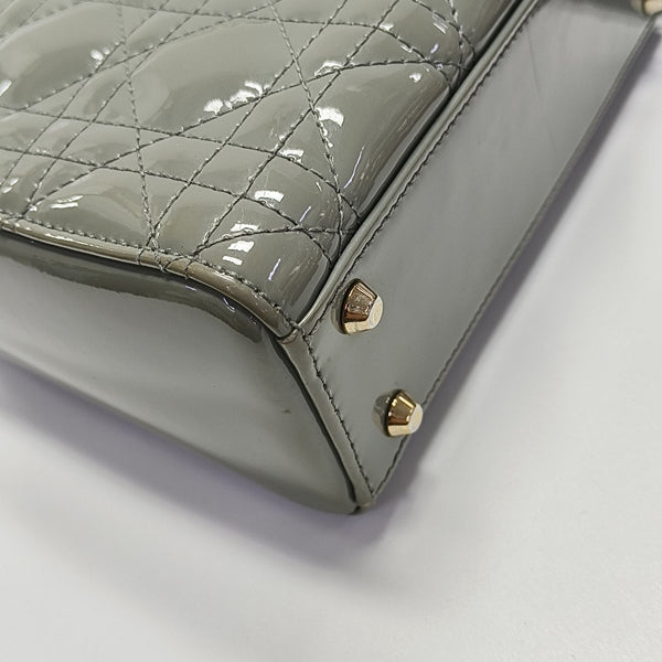 Lady Dior Mini Cannage Patent Leather Green