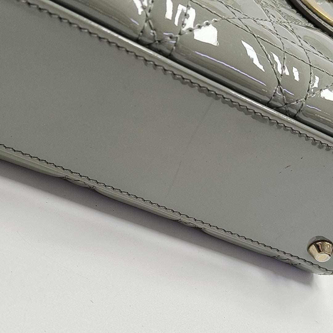 Lady Dior Mini Cannage Patent Leather Green
