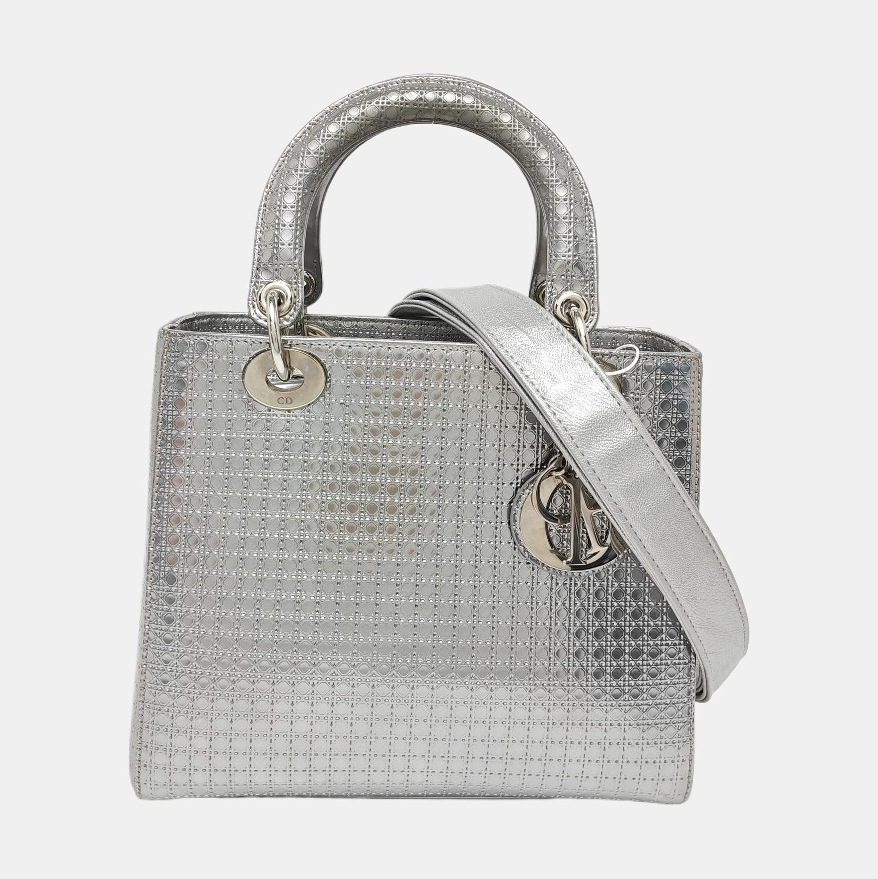 Lady Dior Medium Calfskin Silver