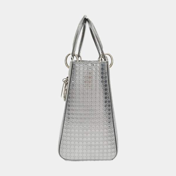Lady Dior Medium Calfskin Silver