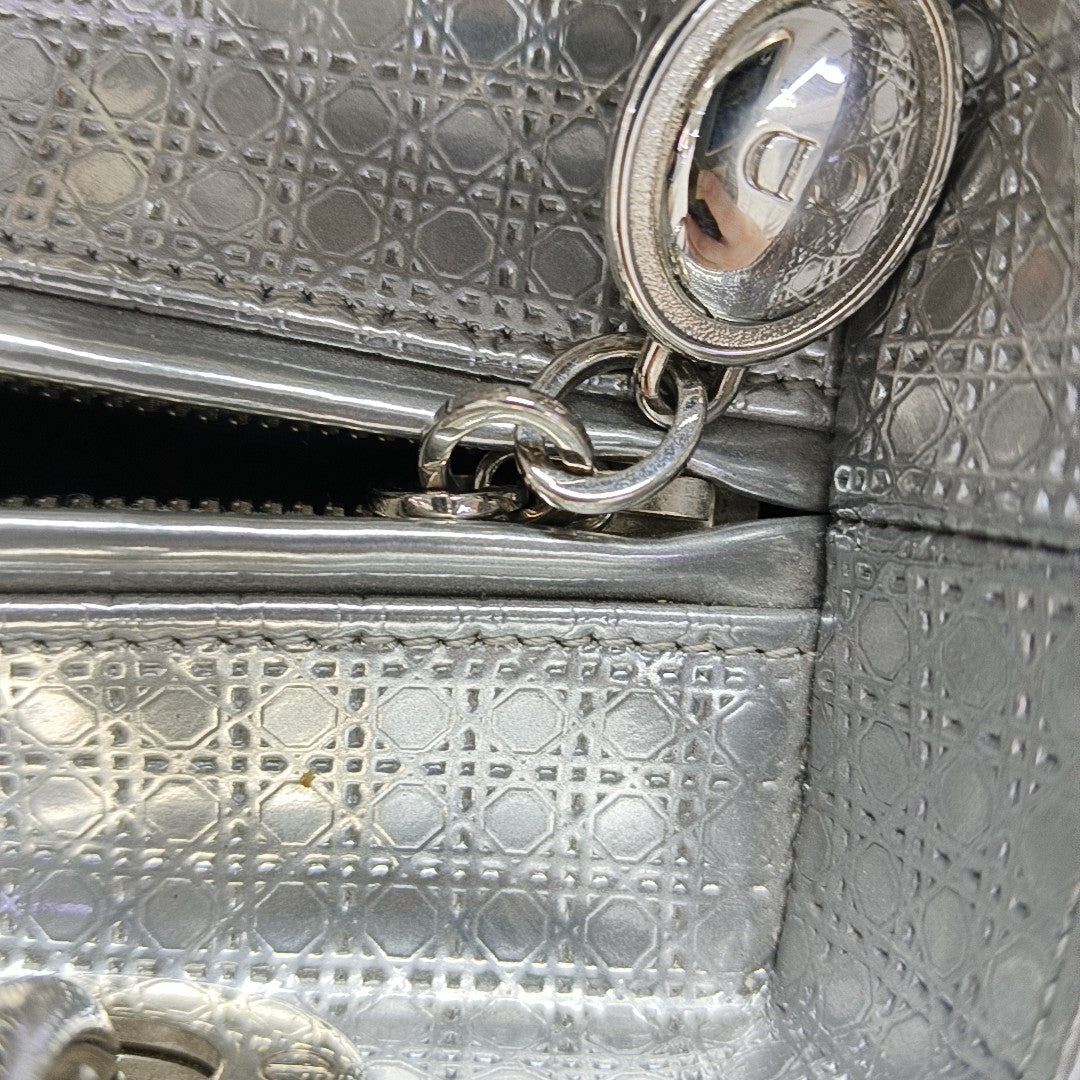 Lady Dior Medium Calfskin Silver